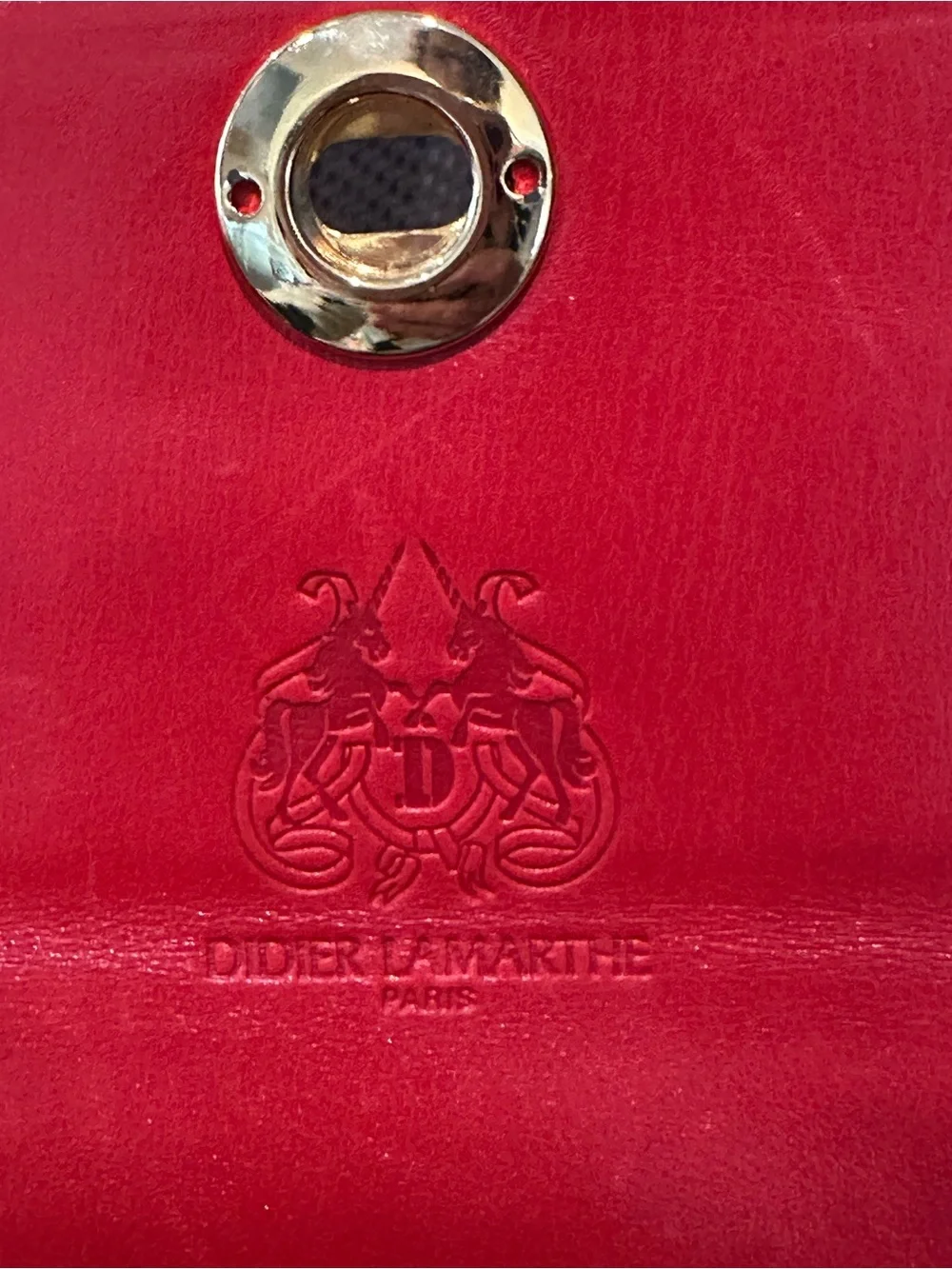 Didier Lamarthe Vintage Structured Leather Satchel in Red, Blue & Green